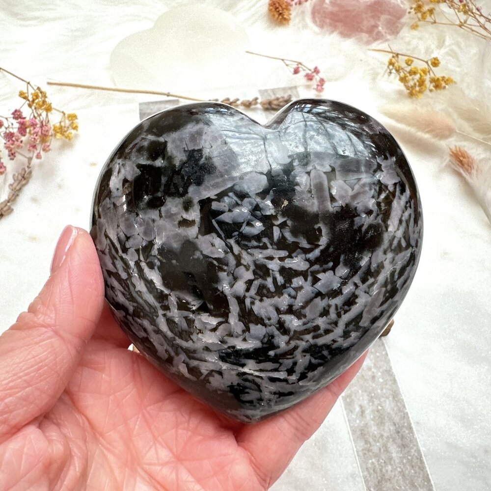 Indigo Gabbro Heart Carving